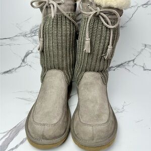 UGG Suburb Grey Suede & Knit Shearling Mid Boots #5124 - Size 8